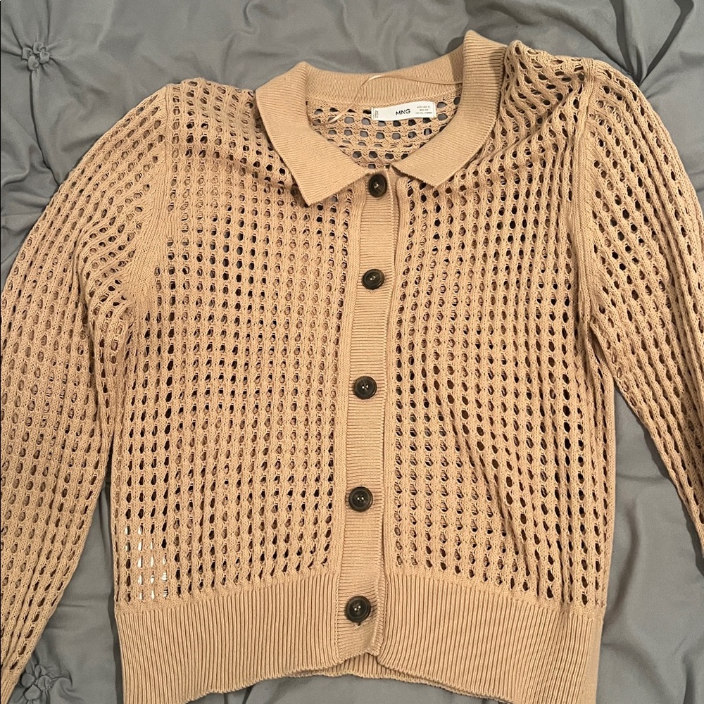 Mango Beige Knit Cardigan